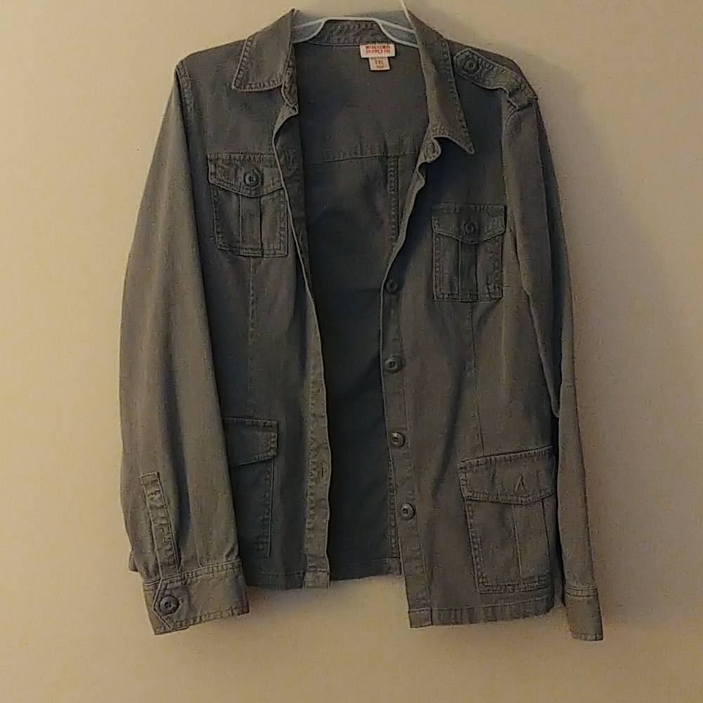 Army green jean jacket